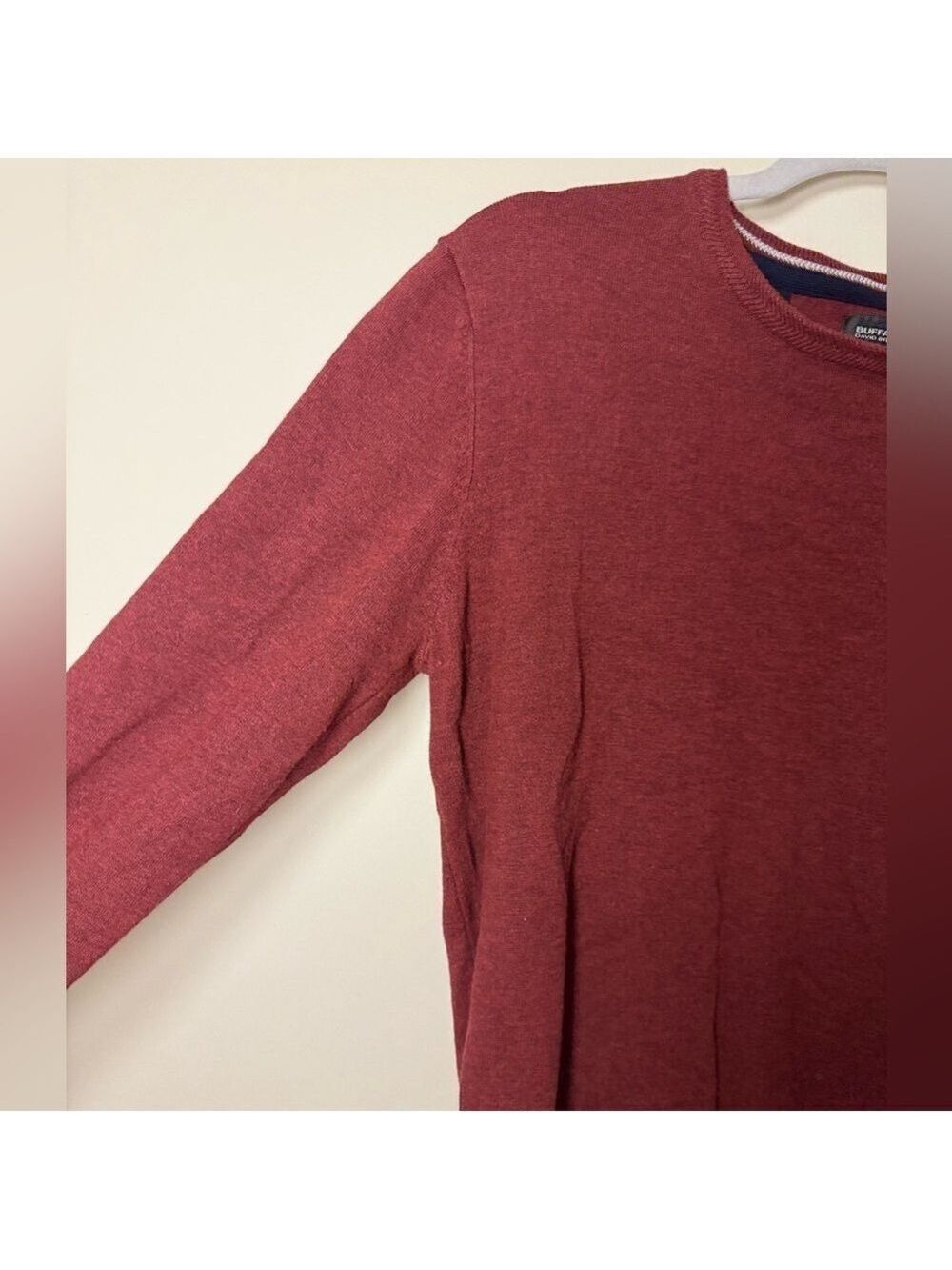 Buffalo David Bitton Men's Maroon Crewneck Sweater - Picture 3 of 5